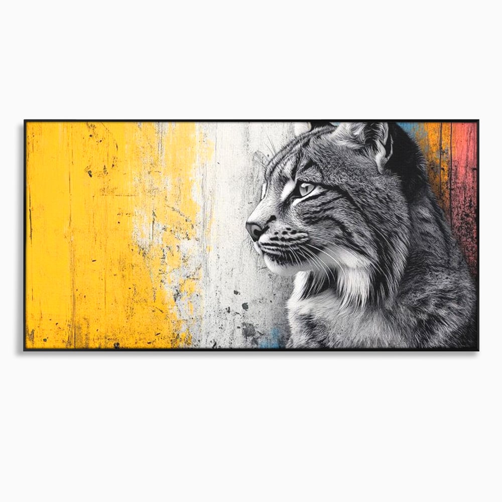 Tablou Canvas Premium, LuxCanva® M1206, Gardianul Culorilor, Pisica, Salbaticie, Ras, Urban, Perete, Contrast, Modern, Blana, Realist, Graffiti, Textura, Birou, Living, Camera Copil