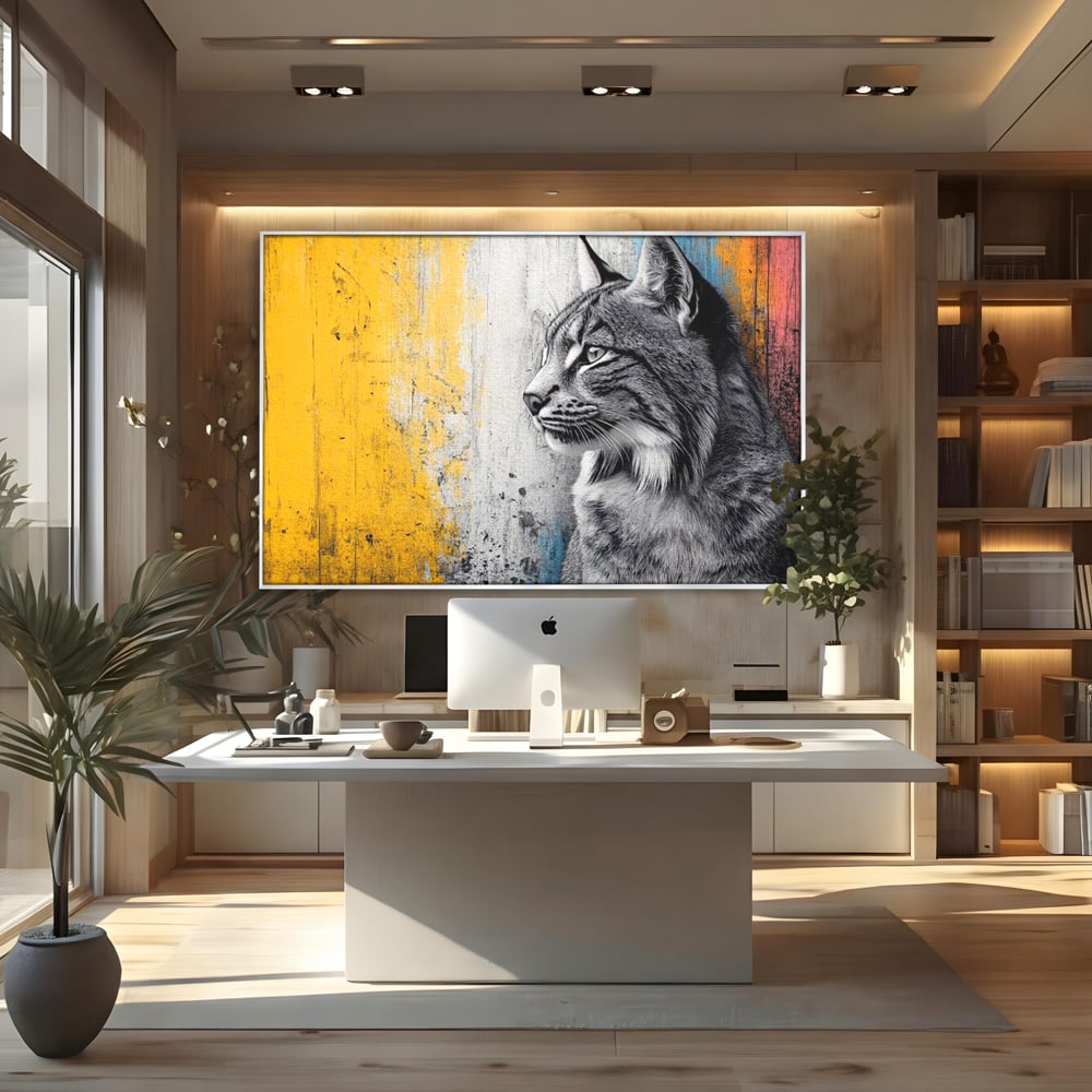 Tablou Canvas Premium, LuxCanva® M1206, Gardianul Culorilor, Pisica, Salbaticie, Ras, Urban, Perete, Contrast, Modern, Blana, Realist, Graffiti, Textura, Birou, Living, Camera Copil