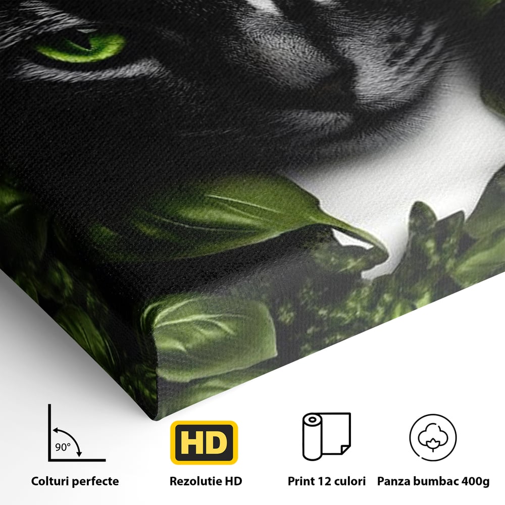 Tablou Canvas Premium, LuxCanva® M1208, Pisica Gourmet, Pisica, Bucatar, Plante, Felina, Frunze, Aroma, Bucatarie, Gastronomie, Restaurant, Vegetal, Birou, Living, Camera Copil