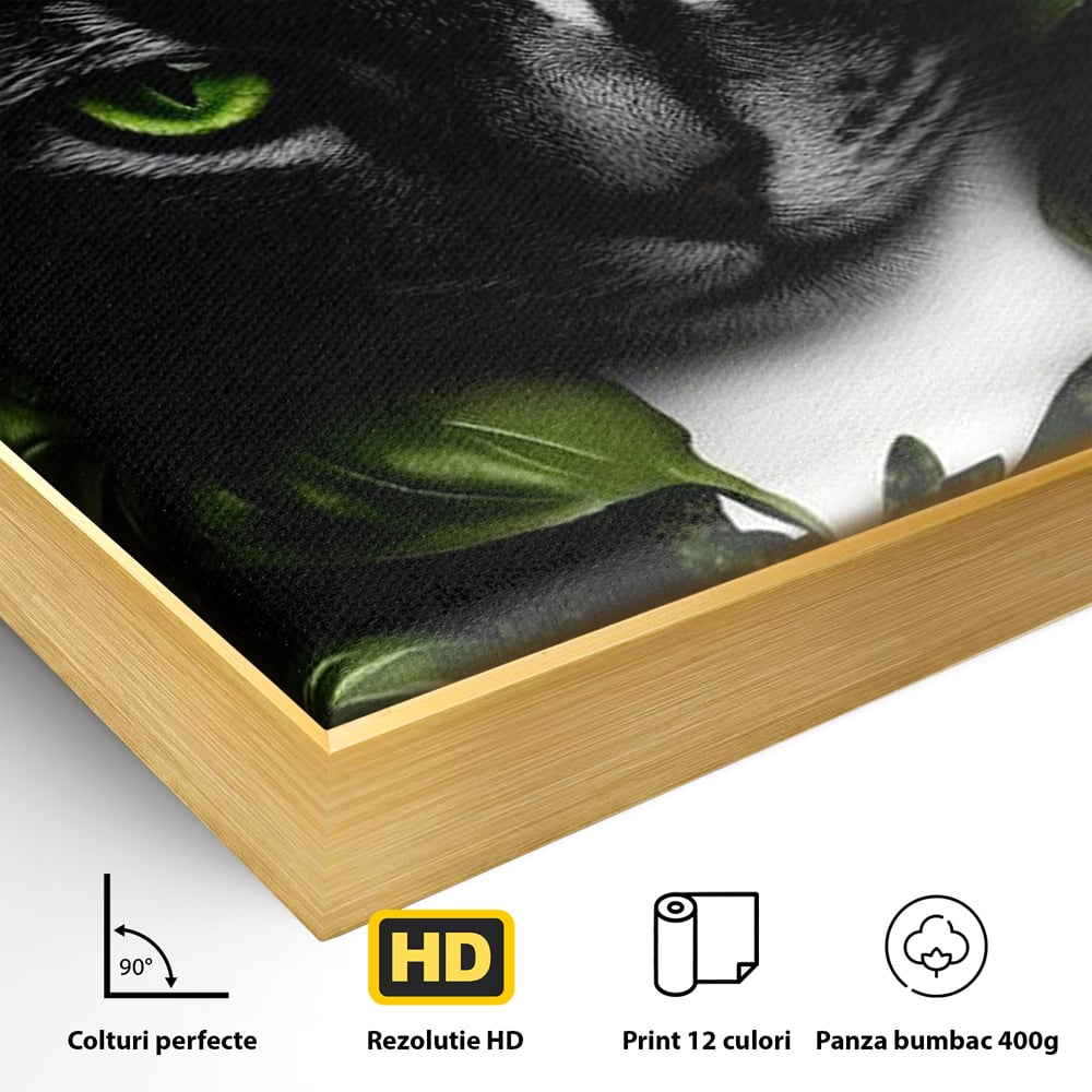 Tablou Canvas Premium, LuxCanva® M1208, Pisica Gourmet, Pisica, Bucatar, Plante, Felina, Frunze, Aroma, Bucatarie, Gastronomie, Restaurant, Vegetal, Birou, Living, Camera Copil