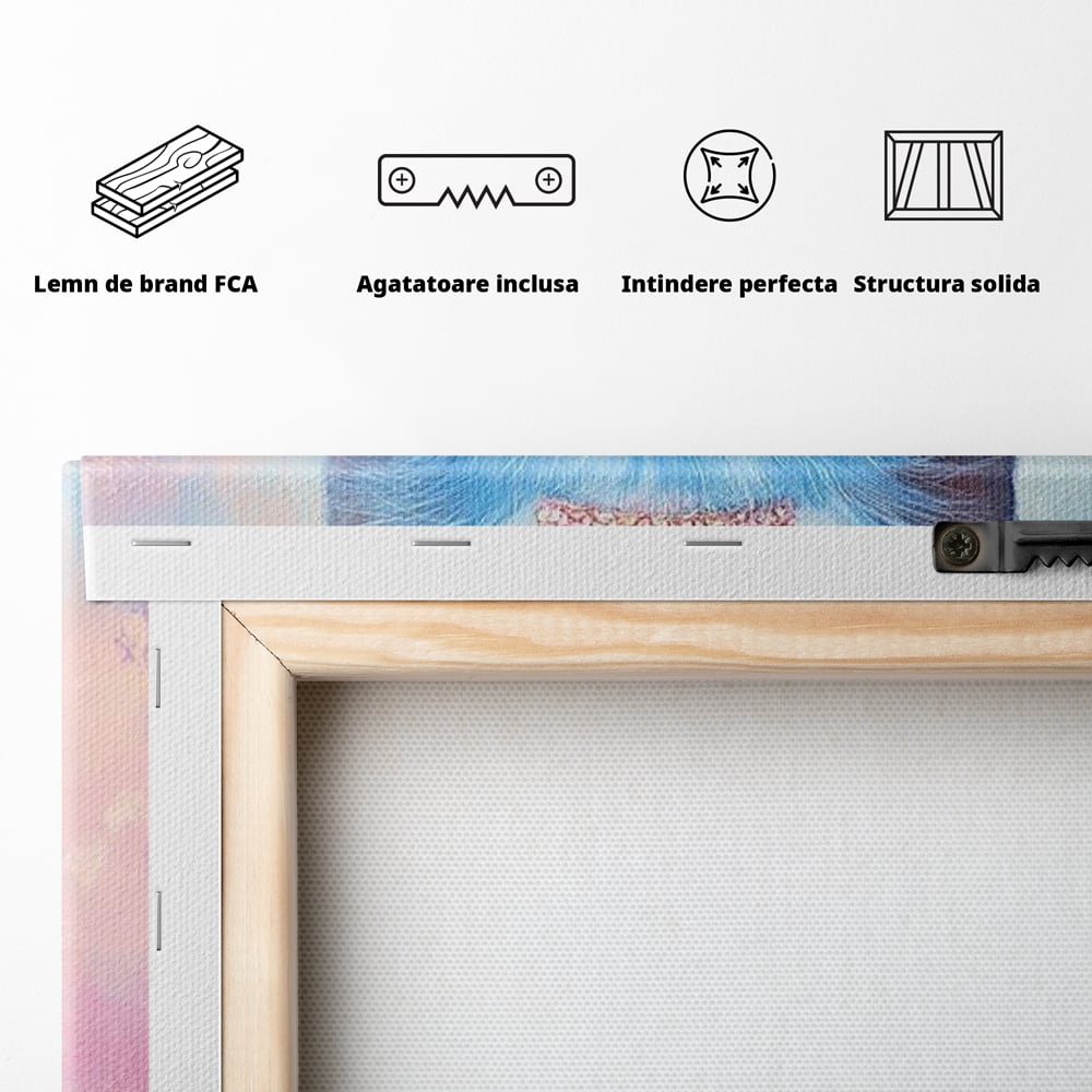 Tablou Canvas Premium, LuxCanva® M1212, Printesa Pastelului, Pisica, Coroana, Inima, Blanita, Pastel, Printesa, Roz, Dragalas, Dulce, Pufos, Adorabil, Birou, Living, Camera Copil