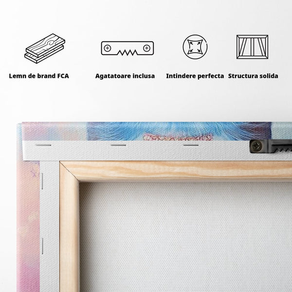 Tablou Canvas Premium, LuxCanva® M1212, Printesa Pastelului, Pisica, Coroana, Inima, Blanita, Pastel, Printesa, Roz, Dragalas, Dulce, Pufos, Adorabil, Birou, Living, Camera Copil