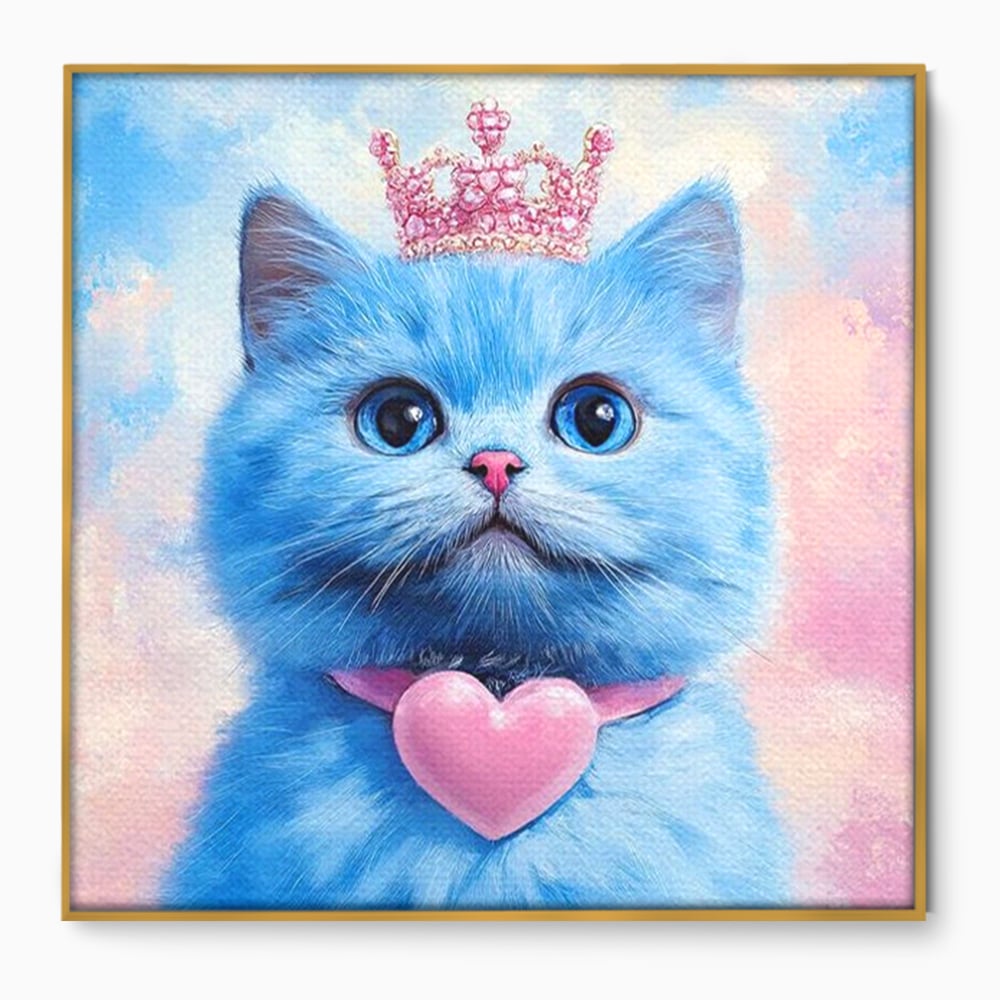 Tablou Canvas Premium, LuxCanva® M1212, Printesa Pastelului, Pisica, Coroana, Inima, Blanita, Pastel, Printesa, Roz, Dragalas, Dulce, Pufos, Adorabil, Birou, Living, Camera Copil