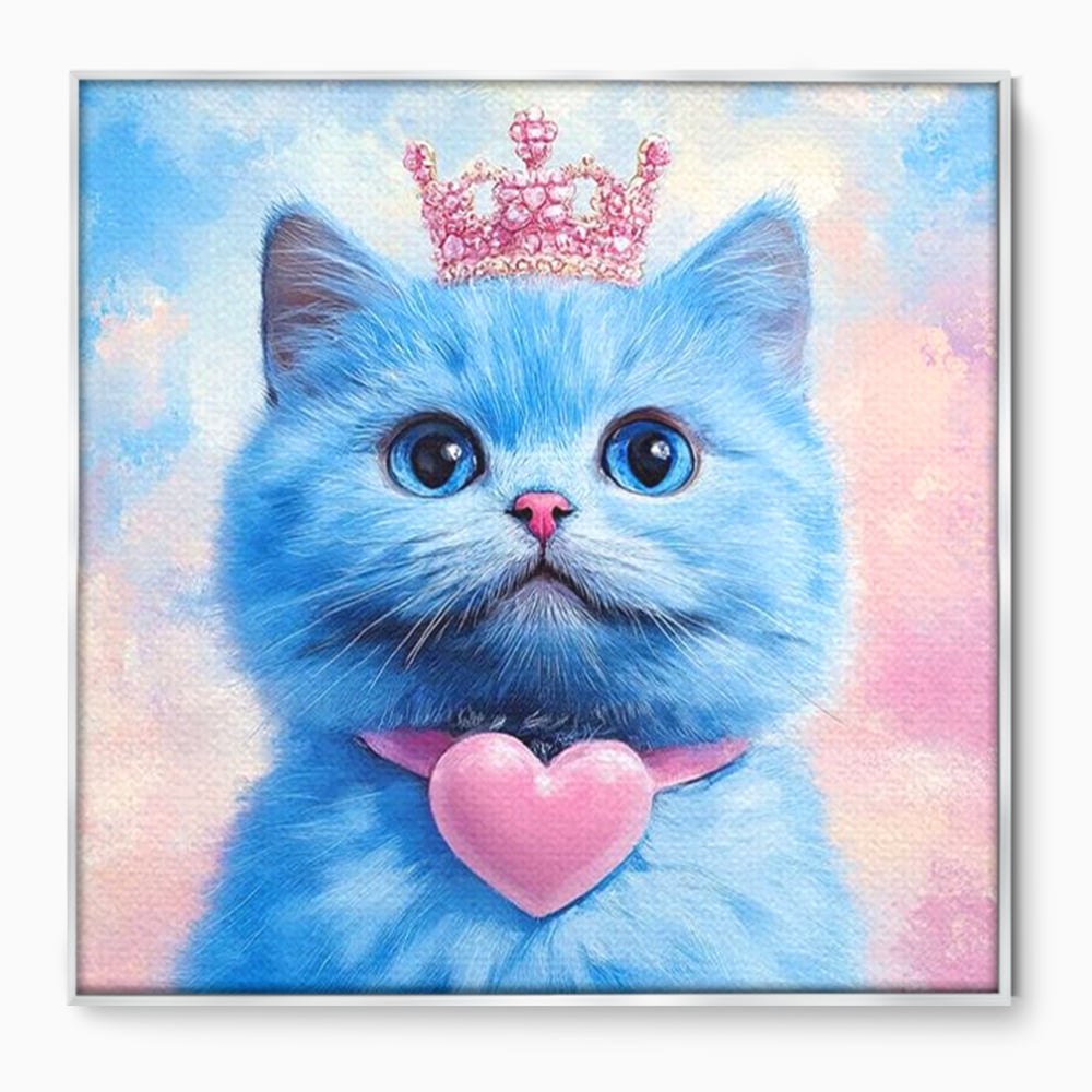 Tablou Canvas Premium, LuxCanva® M1212, Printesa Pastelului, Pisica, Coroana, Inima, Blanita, Pastel, Printesa, Roz, Dragalas, Dulce, Pufos, Adorabil, Birou, Living, Camera Copil