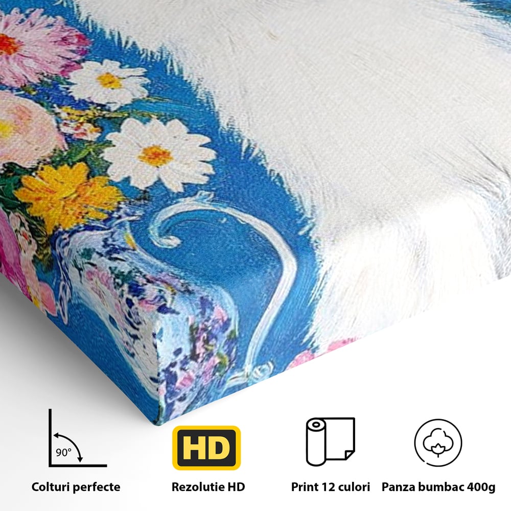 Leinwand Premium Leinwand Wandbilder, LuxCanva® M1213, Pastell Leinwandbilder, Pastell Gedicht, Malerei, Blumen, Mehrfarbig, Vase, Katze, Frühling, Pastell, Feline, Flauschig, Liebenswert, Heiter, Büro, Wohnen, Kinderzimmer