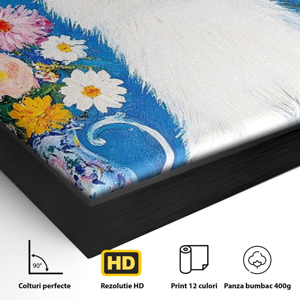 Leinwand Premium Leinwand Wandbilder, LuxCanva® M1213, Pastell Leinwandbilder, Pastell Gedicht, Malerei, Blumen, Mehrfarbig, Vase, Katze, Frühling, Pastell, Feline, Flauschig, Liebenswert, Heiter, Büro, Wohnen, Kinderzimmer