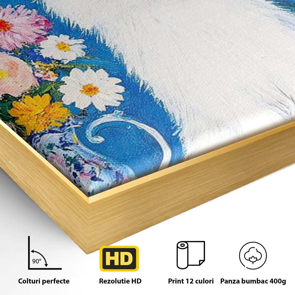Leinwand Premium Leinwand Wandbilder, LuxCanva® M1213, Pastell Leinwandbilder, Pastell Gedicht, Malerei, Blumen, Mehrfarbig, Vase, Katze, Frühling, Pastell, Feline, Flauschig, Liebenswert, Heiter, Büro, Wohnen, Kinderzimmer