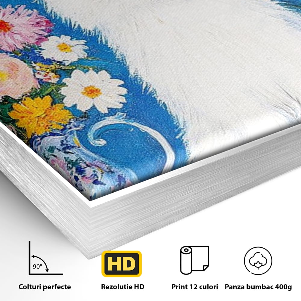 Leinwand Premium Leinwand Wandbilder, LuxCanva® M1213, Pastell Leinwandbilder, Pastell Gedicht, Malerei, Blumen, Mehrfarbig, Vase, Katze, Frühling, Pastell, Feline, Flauschig, Liebenswert, Heiter, Büro, Wohnen, Kinderzimmer