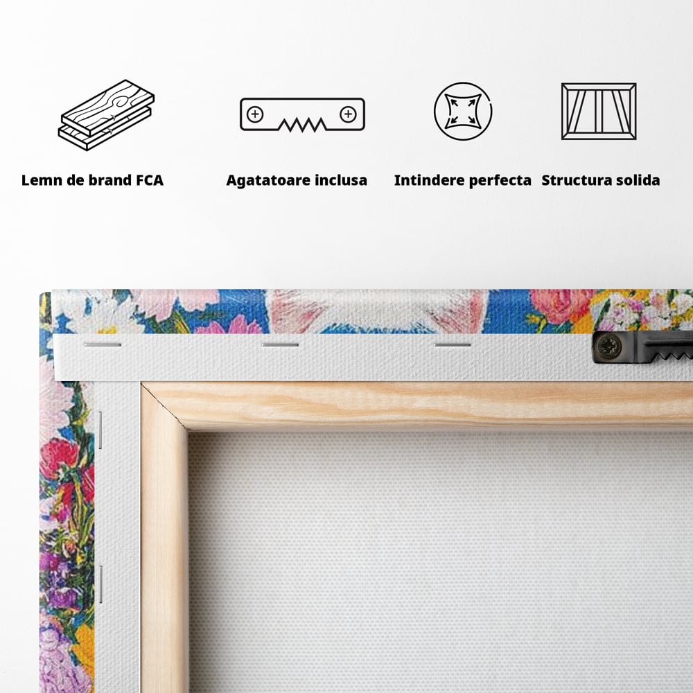 Leinwand Premium Leinwand Wandbilder, LuxCanva® M1213, Pastell Leinwandbilder, Pastell Gedicht, Malerei, Blumen, Mehrfarbig, Vase, Katze, Frühling, Pastell, Feline, Flauschig, Liebenswert, Heiter, Büro, Wohnen, Kinderzimmer
