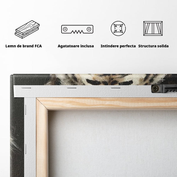 Tablou Canvas Premium, LuxCanva® M1214, Focul din Privire, Tigru, Alb, Rosu, Felina, Privire, Ochi, Fioros, Salbatic, Putere, Mistic, Portret, Furie, Birou, Living, Camera Copil