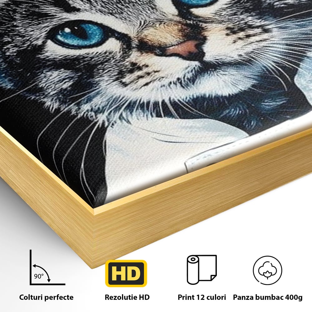 Fotoleinwand Canvas Premium, LuxCanva® M1215, Koch Gheruta, Katze, Küche, Gastronomie, Katze, Koch, Kostüm, Restaurant, liebenswert, fröhlich, heiter, flauschig, Büro, Wohnen, Wohnzimmer, Babyzimmer