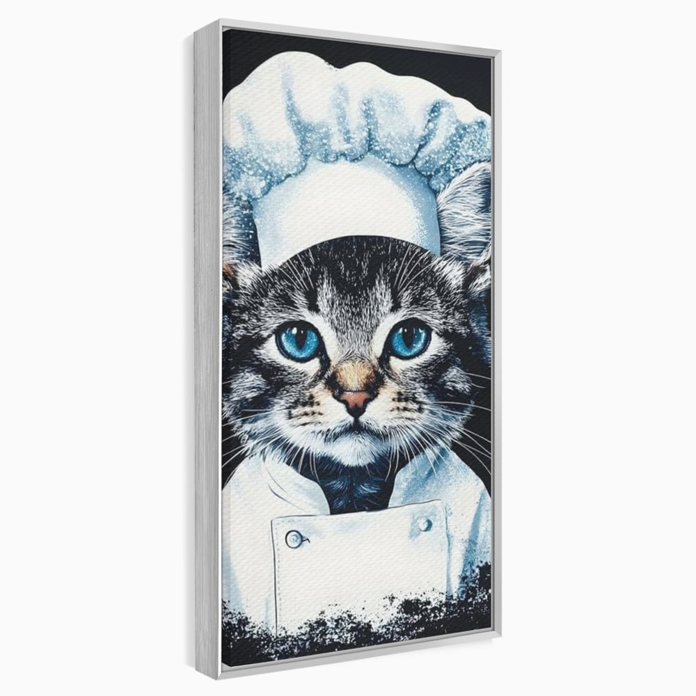 Fotoleinwand Canvas Premium, LuxCanva® M1215, Koch Gheruta, Katze, Küche, Gastronomie, Katze, Koch, Kostüm, Restaurant, liebenswert, fröhlich, heiter, flauschig, Büro, Wohnen, Wohnzimmer, Babyzimmer