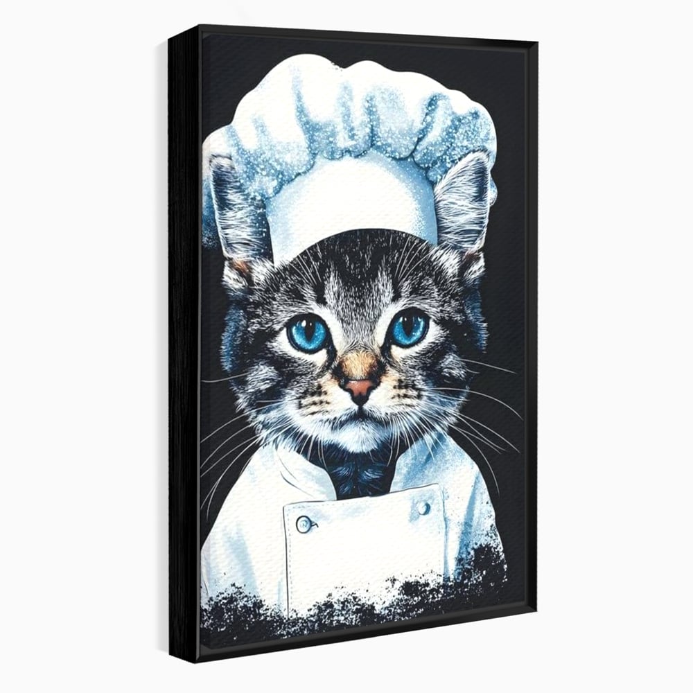 Fotoleinwand Canvas Premium, LuxCanva® M1215, Koch Gheruta, Katze, Küche, Gastronomie, Katze, Koch, Kostüm, Restaurant, liebenswert, fröhlich, heiter, flauschig, Büro, Wohnen, Wohnzimmer, Babyzimmer