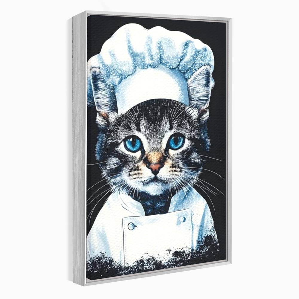 Fotoleinwand Canvas Premium, LuxCanva® M1215, Koch Gheruta, Katze, Küche, Gastronomie, Katze, Koch, Kostüm, Restaurant, liebenswert, fröhlich, heiter, flauschig, Büro, Wohnen, Wohnzimmer, Babyzimmer