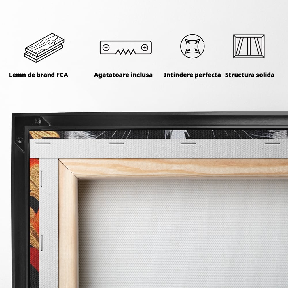 Tablou Canvas Premium, LuxCanva® M1218, Ochi de Portelan, Privire, Felina, Expresie, Ornamental, Portret, Ochi, Pisica, Decorativ, Auriu, Arabesc, Birou, Living, Camera Copil