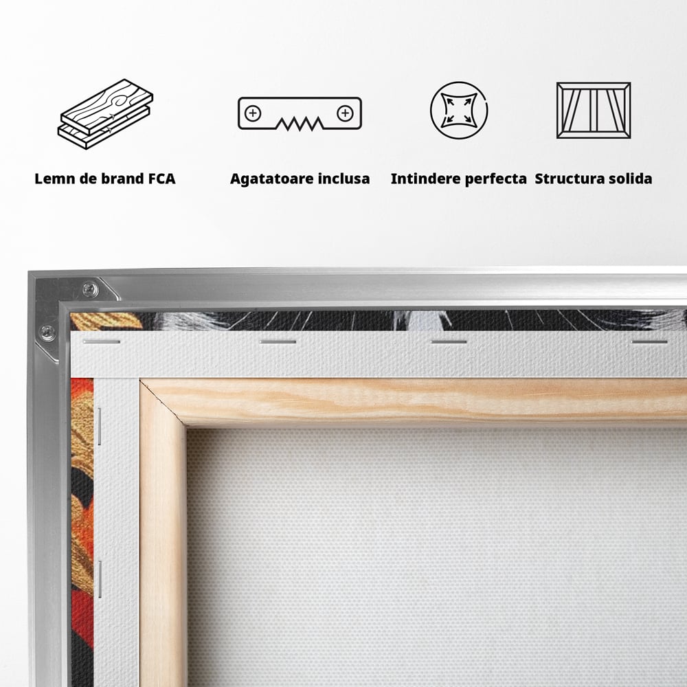 Tablou Canvas Premium, LuxCanva® M1218, Ochi de Portelan, Privire, Felina, Expresie, Ornamental, Portret, Ochi, Pisica, Decorativ, Auriu, Arabesc, Birou, Living, Camera Copil