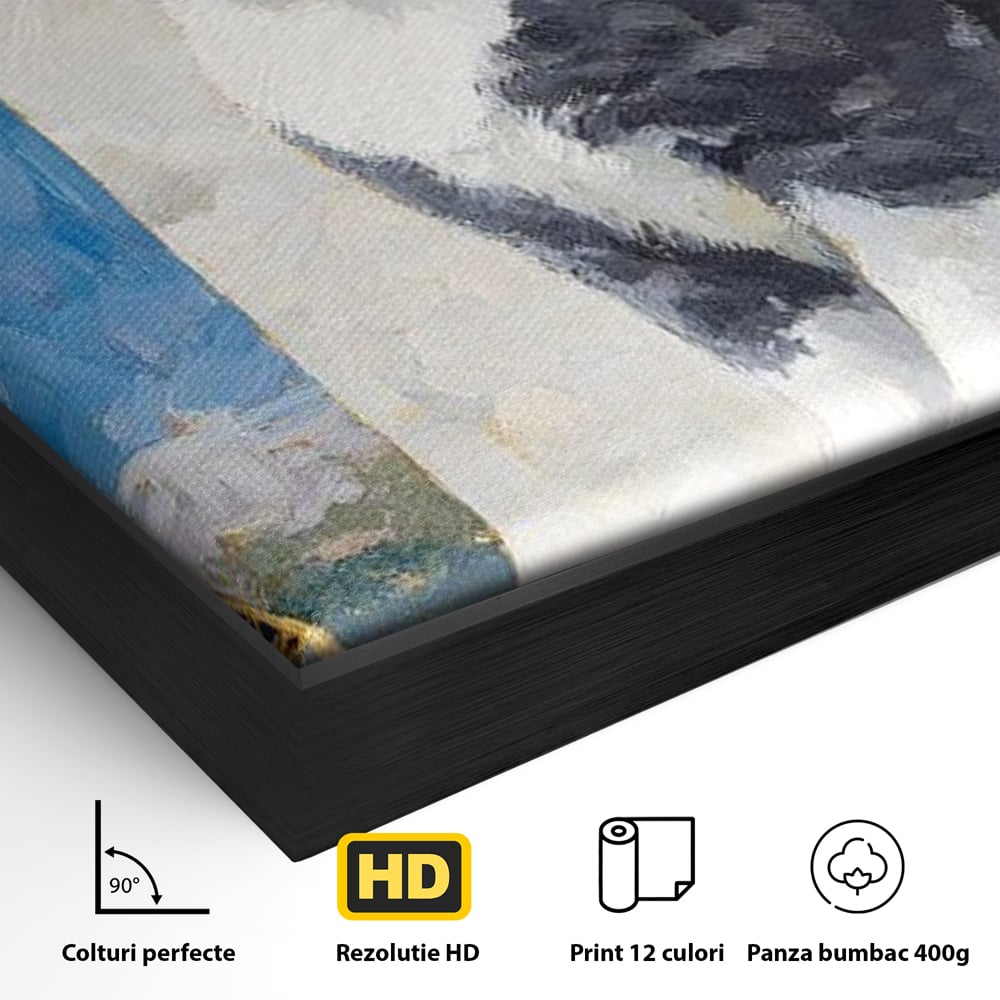 Tablou Canvas Premium, LuxCanva® M1219, Ecou Parizian, Panorama, Pictura, Pisica, Turnul Eiffel, Paris, Calatorie, Cadru, Urban, Rafinament, Decorativ, Birou, Living, Camera Copil