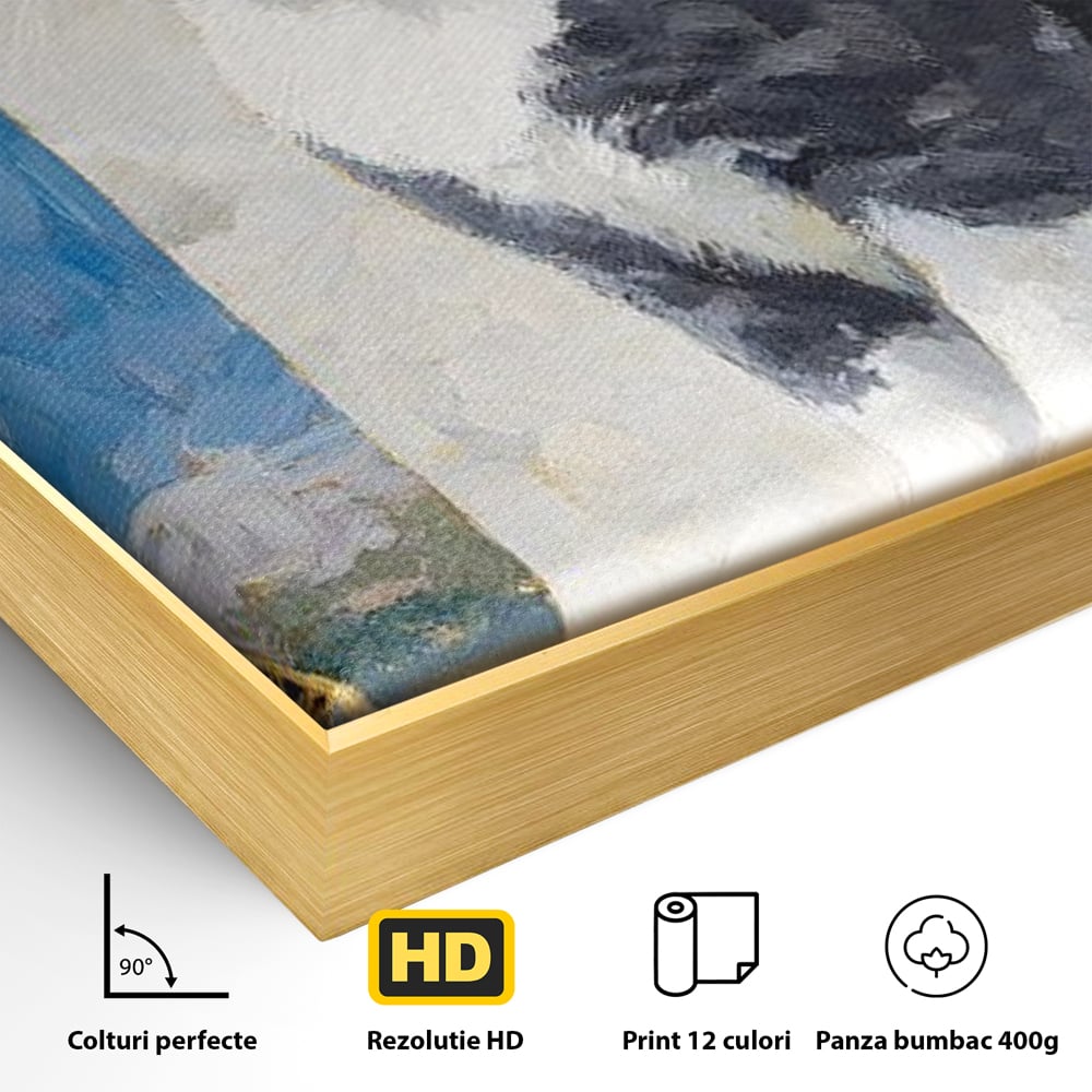 Tablou Canvas Premium, LuxCanva® M1219, Ecou Parizian, Panorama, Pictura, Pisica, Turnul Eiffel, Paris, Calatorie, Cadru, Urban, Rafinament, Decorativ, Birou, Living, Camera Copil