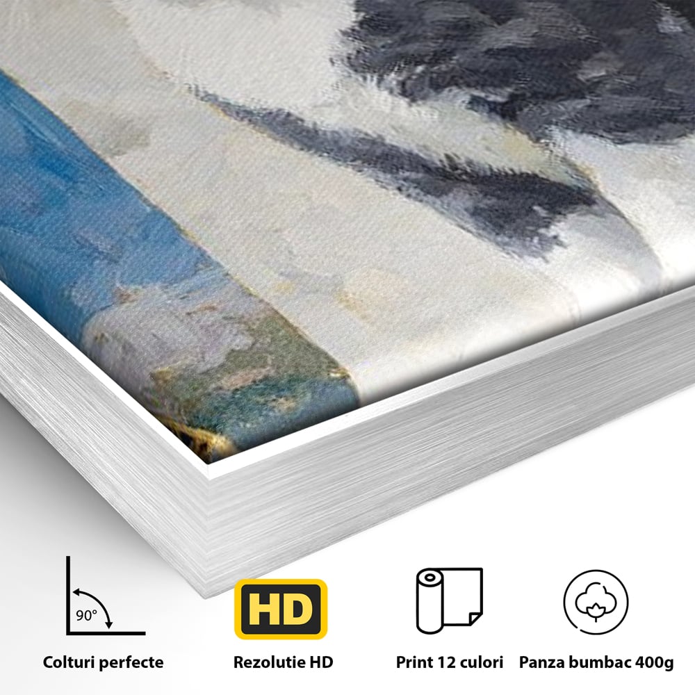 Tablou Canvas Premium, LuxCanva® M1219, Ecou Parizian, Panorama, Pictura, Pisica, Turnul Eiffel, Paris, Calatorie, Cadru, Urban, Rafinament, Decorativ, Birou, Living, Camera Copil
