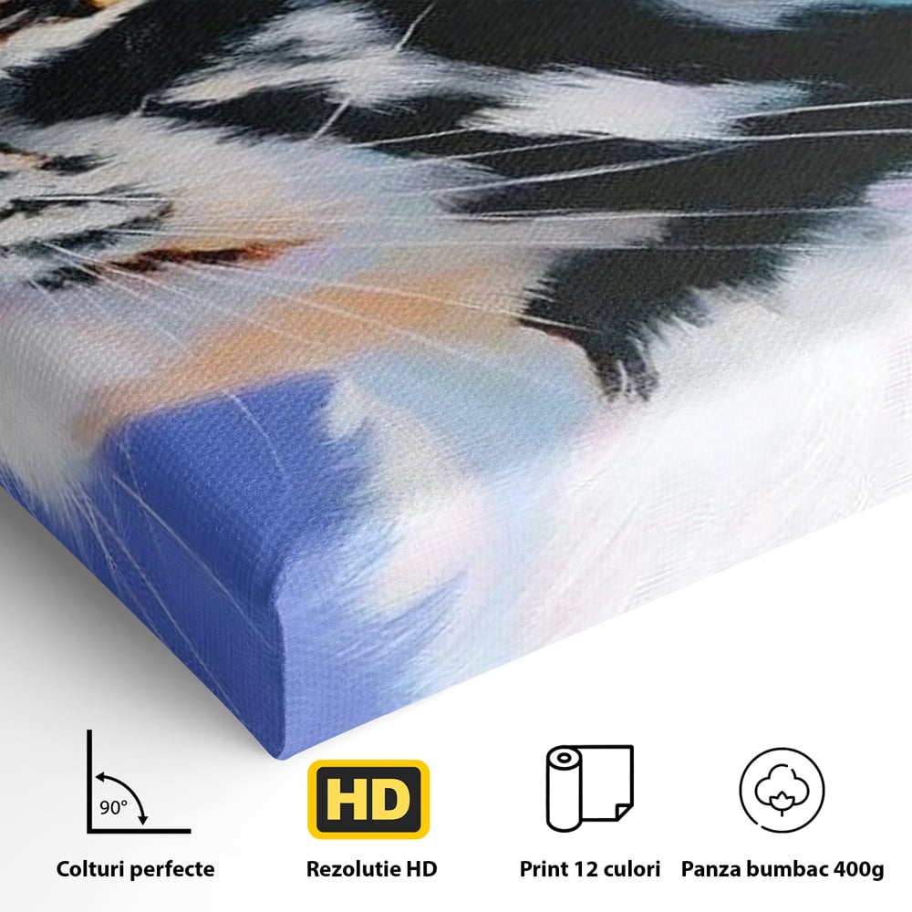Leinwand Premium Canvas Wandbilder, LuxCanva® M1220, Warten auf die Morgendämmerung, Profil, Pastell, Porträt, Katze, Meditation, Gedanken, Blicke, hell, klar, klar, träumen, Büro, Wohnen, Kinderzimmer