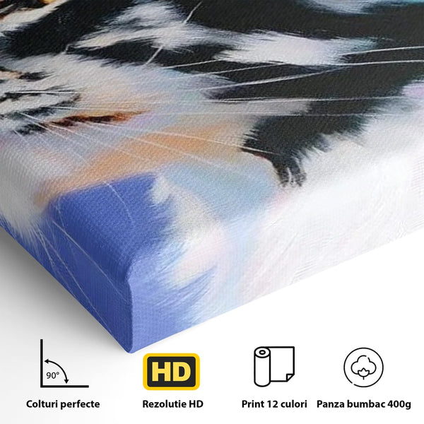 Leinwand Premium Canvas Wandbilder, LuxCanva® M1220, Warten auf die Morgendämmerung, Profil, Pastell, Porträt, Katze, Meditation, Gedanken, Blicke, hell, klar, klar, träumen, Büro, Wohnen, Kinderzimmer