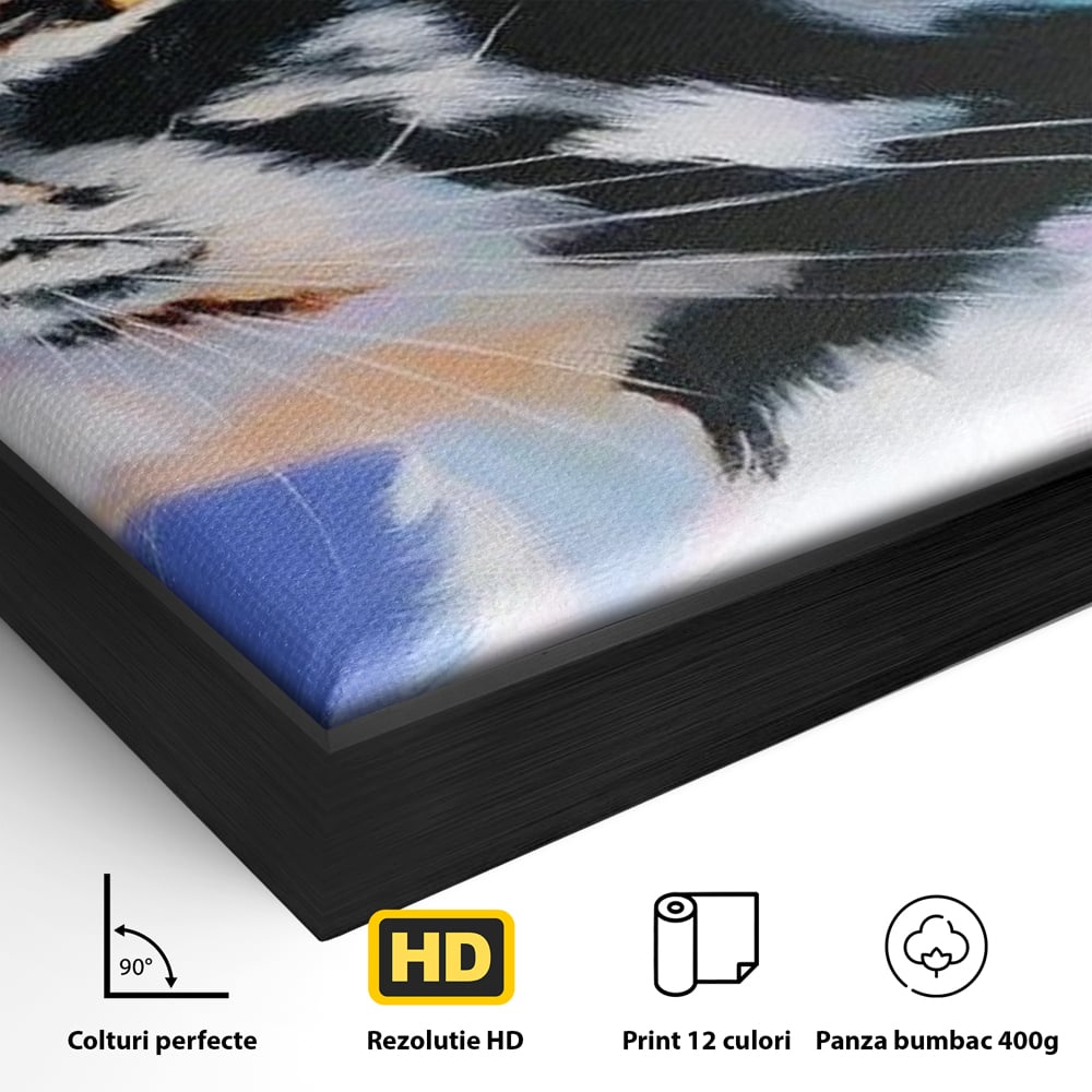 Leinwand Premium Canvas Wandbilder, LuxCanva® M1220, Warten auf die Morgendämmerung, Profil, Pastell, Porträt, Katze, Meditation, Gedanken, Blicke, hell, klar, klar, träumen, Büro, Wohnen, Kinderzimmer