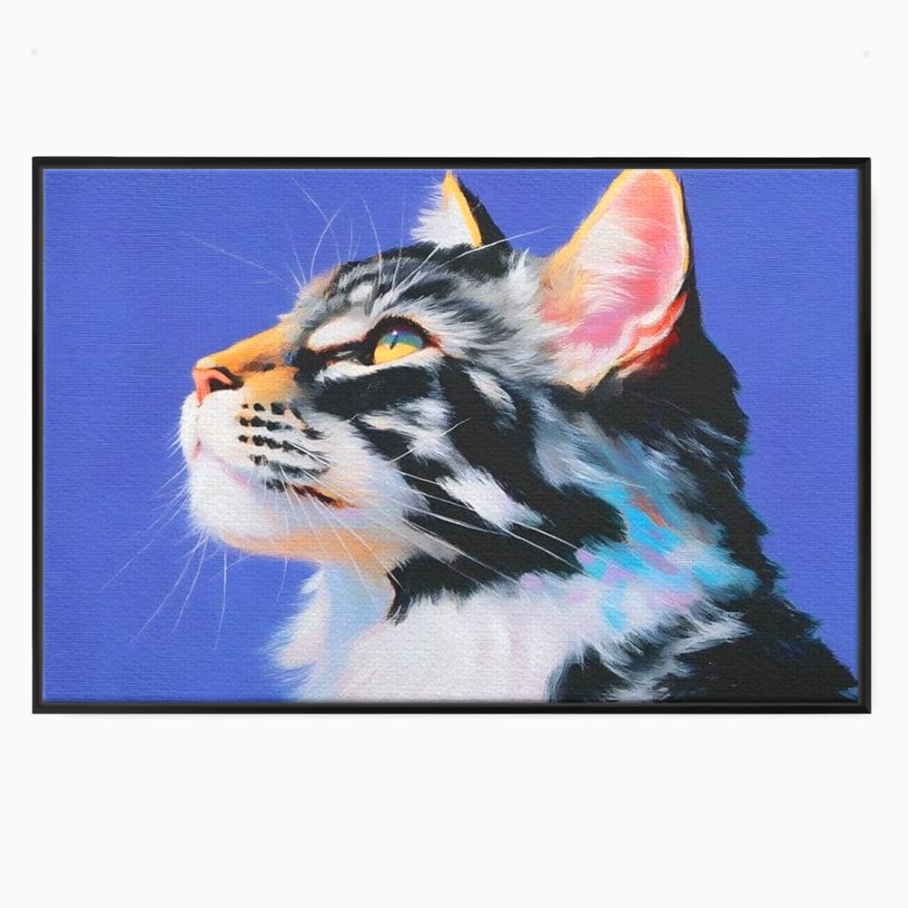 Leinwand Premium Canvas Wandbilder, LuxCanva® M1220, Warten auf die Morgendämmerung, Profil, Pastell, Porträt, Katze, Meditation, Gedanken, Blicke, hell, klar, klar, träumen, Büro, Wohnen, Kinderzimmer