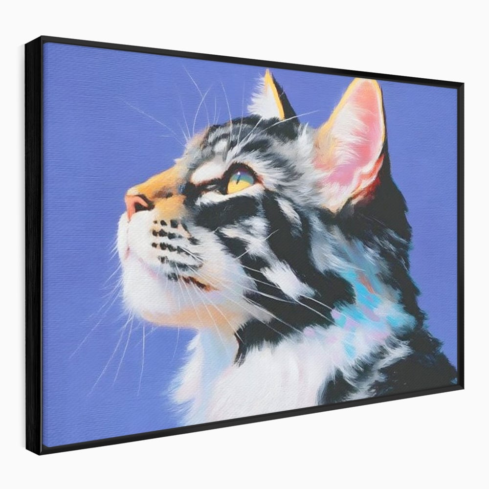 Leinwand Premium Canvas Wandbilder, LuxCanva® M1220, Warten auf die Morgendämmerung, Profil, Pastell, Porträt, Katze, Meditation, Gedanken, Blicke, hell, klar, klar, träumen, Büro, Wohnen, Kinderzimmer