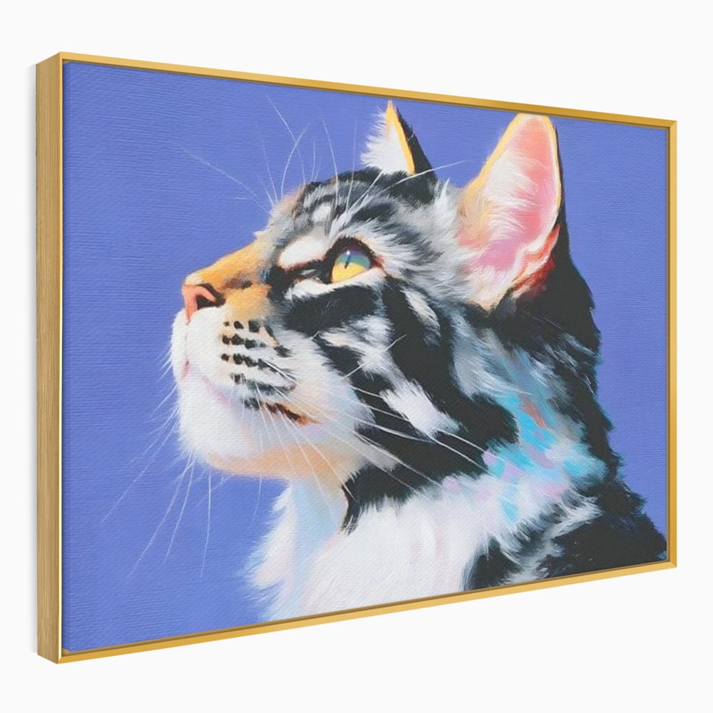 Leinwand Premium Canvas Wandbilder, LuxCanva® M1220, Warten auf die Morgendämmerung, Profil, Pastell, Porträt, Katze, Meditation, Gedanken, Blicke, hell, klar, klar, träumen, Büro, Wohnen, Kinderzimmer