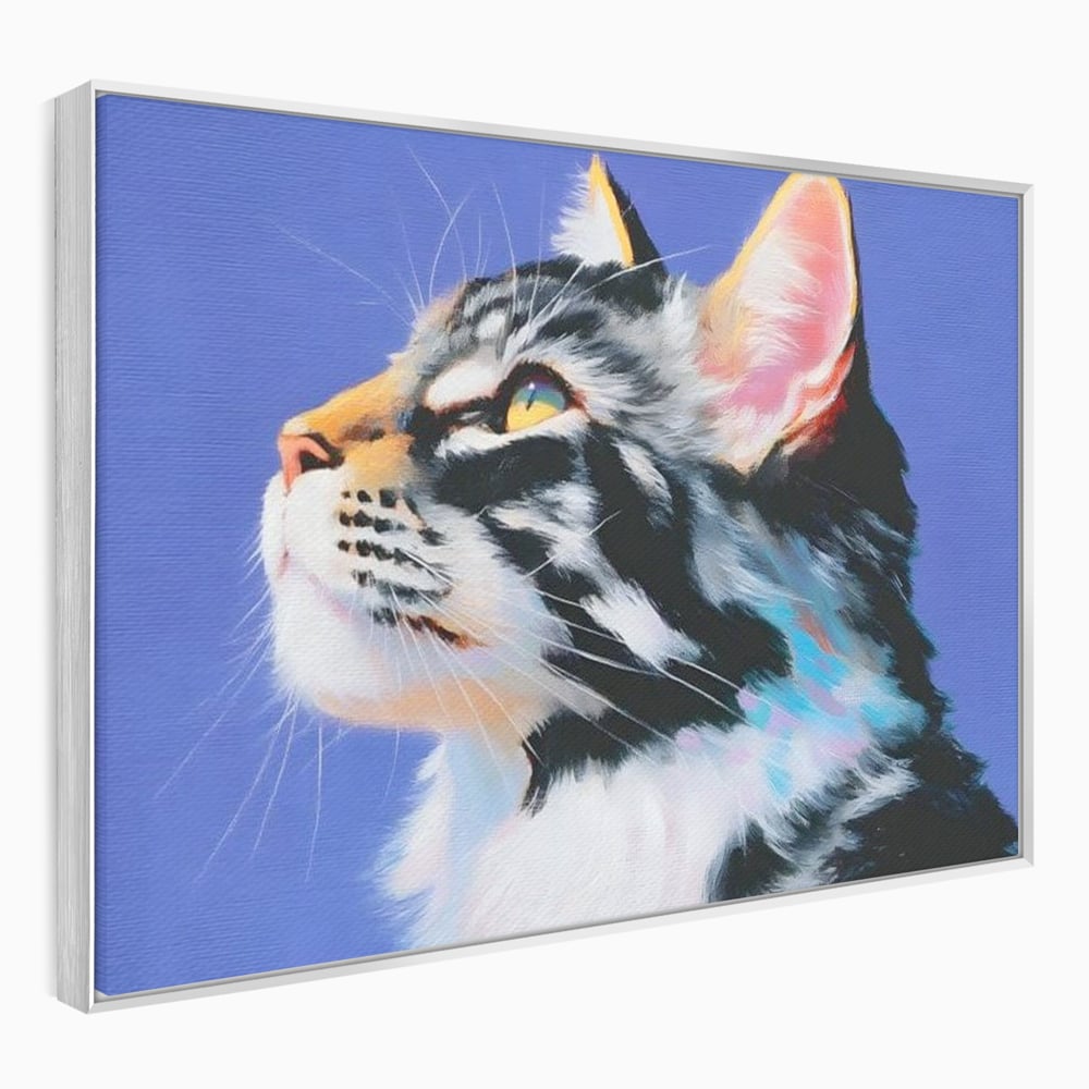 Leinwand Premium Canvas Wandbilder, LuxCanva® M1220, Warten auf die Morgendämmerung, Profil, Pastell, Porträt, Katze, Meditation, Gedanken, Blicke, hell, klar, klar, träumen, Büro, Wohnen, Kinderzimmer