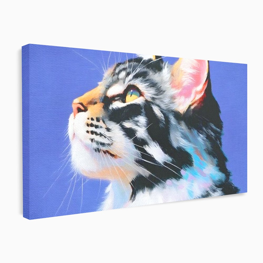 Leinwand Premium Canvas Wandbilder, LuxCanva® M1220, Warten auf die Morgendämmerung, Profil, Pastell, Porträt, Katze, Meditation, Gedanken, Blicke, hell, klar, klar, träumen, Büro, Wohnen, Kinderzimmer