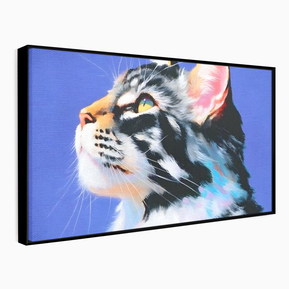 Leinwand Premium Canvas Wandbilder, LuxCanva® M1220, Warten auf die Morgendämmerung, Profil, Pastell, Porträt, Katze, Meditation, Gedanken, Blicke, hell, klar, klar, träumen, Büro, Wohnen, Kinderzimmer