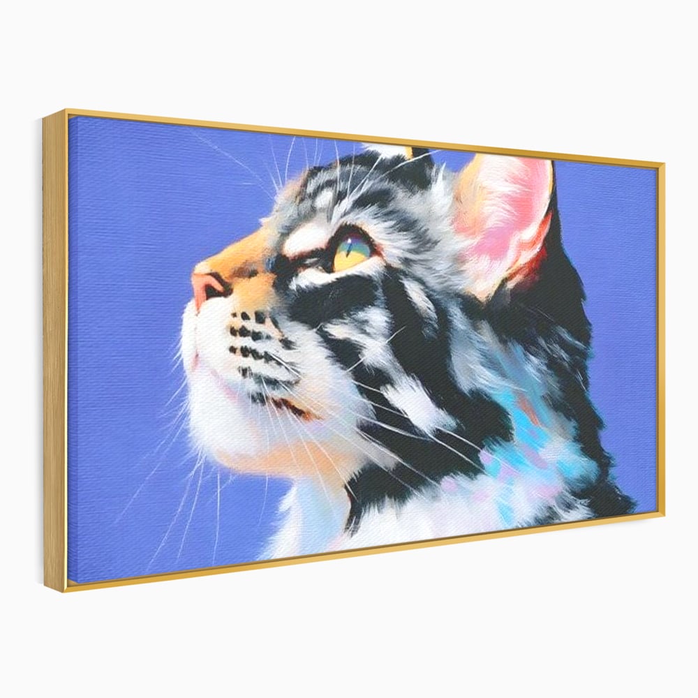 Leinwand Premium Canvas Wandbilder, LuxCanva® M1220, Warten auf die Morgendämmerung, Profil, Pastell, Porträt, Katze, Meditation, Gedanken, Blicke, hell, klar, klar, träumen, Büro, Wohnen, Kinderzimmer
