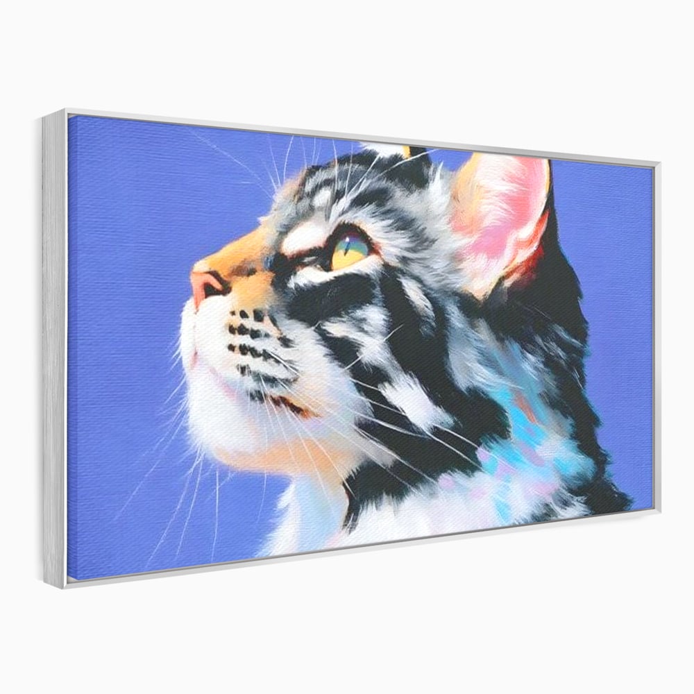 Leinwand Premium Canvas Wandbilder, LuxCanva® M1220, Warten auf die Morgendämmerung, Profil, Pastell, Porträt, Katze, Meditation, Gedanken, Blicke, hell, klar, klar, träumen, Büro, Wohnen, Kinderzimmer