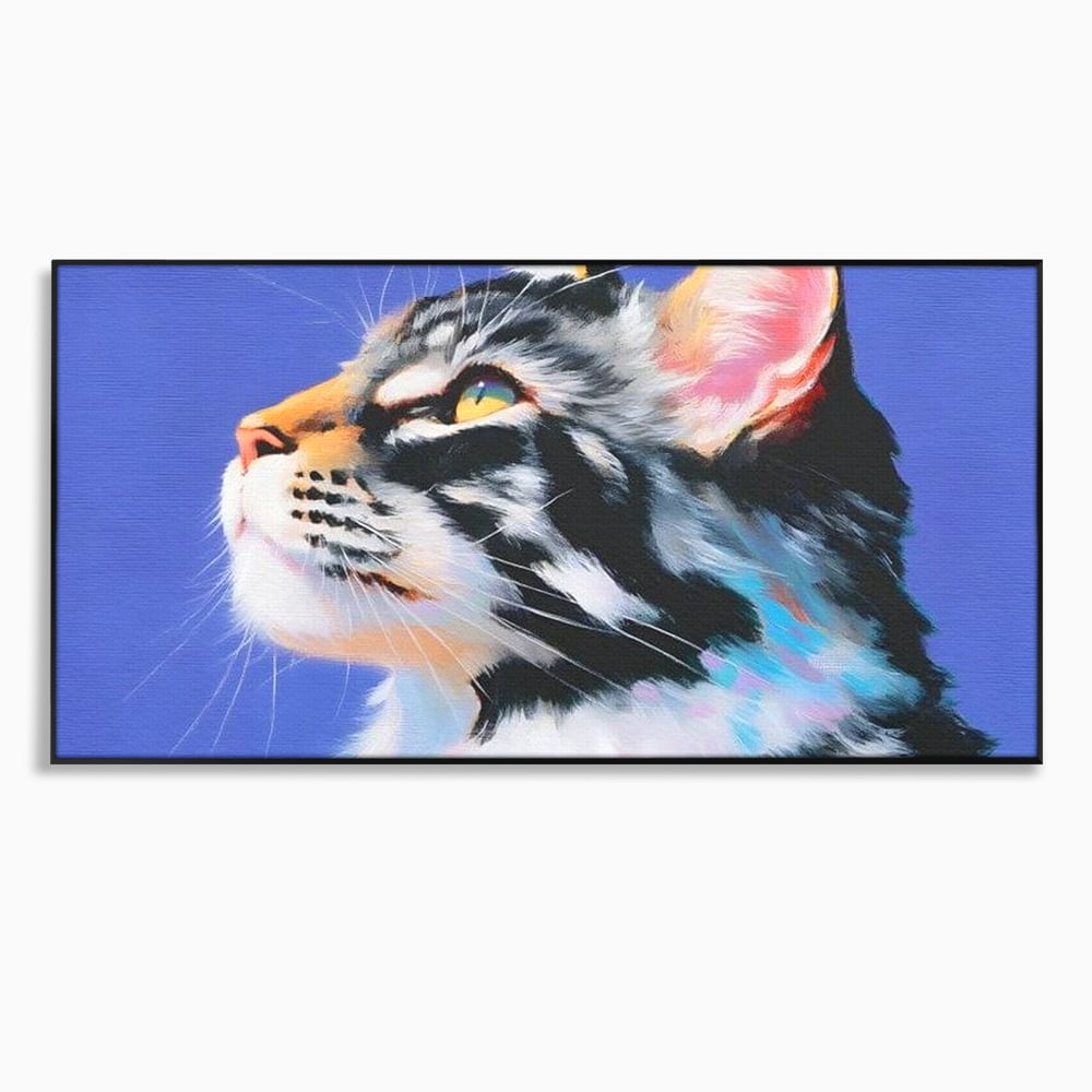Leinwand Premium Canvas Wandbilder, LuxCanva® M1220, Warten auf die Morgendämmerung, Profil, Pastell, Porträt, Katze, Meditation, Gedanken, Blicke, hell, klar, klar, träumen, Büro, Wohnen, Kinderzimmer