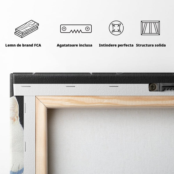 Tablou Canvas Premium, LuxCanva® M1221, Paznicii Canapelei, Pisici, Alb si Negru, Dualitate, Pereche, Blanosi, Impreuna, Adorabil, Jucaus, Armonie, Feline, Birou, Living, Camera Copil