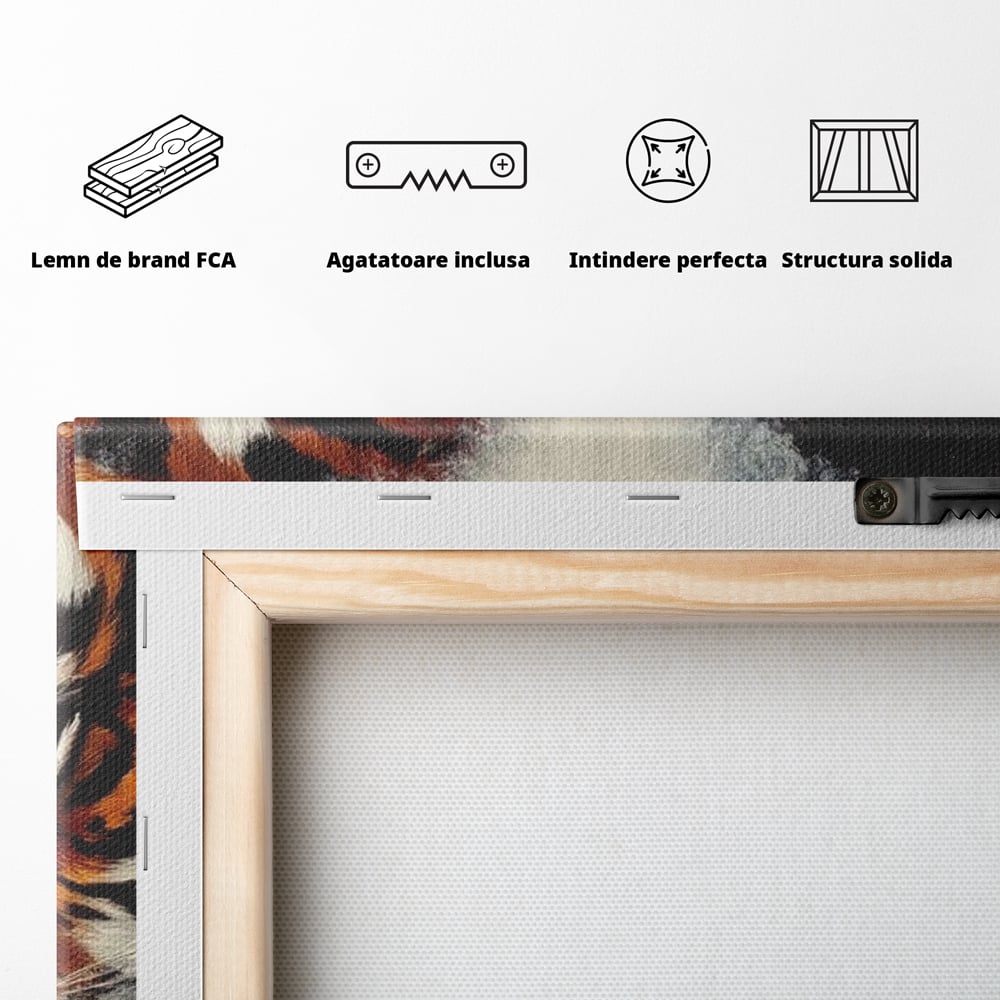 Tablou Canvas Premium, LuxCanva® M1222, Rivali in Oglinda, Pantera, Tigru, Feline, Apa, Valuri, Contrast, Reflexie, Forta, Duel, Rivalitate, Lupta, Birou, Living, Camera Copil