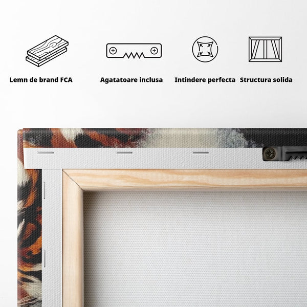 Tablou Canvas Premium, LuxCanva® M1222, Rivali in Oglinda, Pantera, Tigru, Feline, Apa, Valuri, Contrast, Reflexie, Forta, Duel, Rivalitate, Lupta, Birou, Living, Camera Copil
