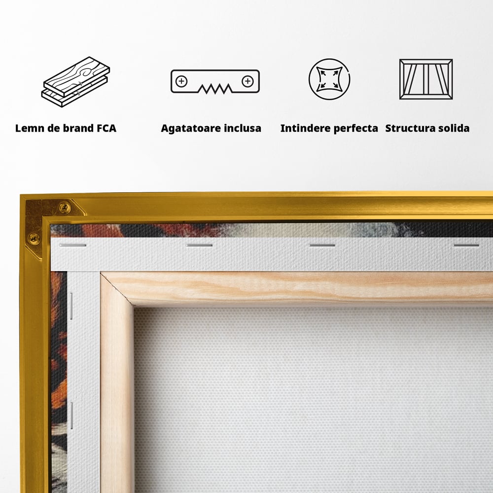 Tablou Canvas Premium, LuxCanva® M1222, Rivali in Oglinda, Pantera, Tigru, Feline, Apa, Valuri, Contrast, Reflexie, Forta, Duel, Rivalitate, Lupta, Birou, Living, Camera Copil