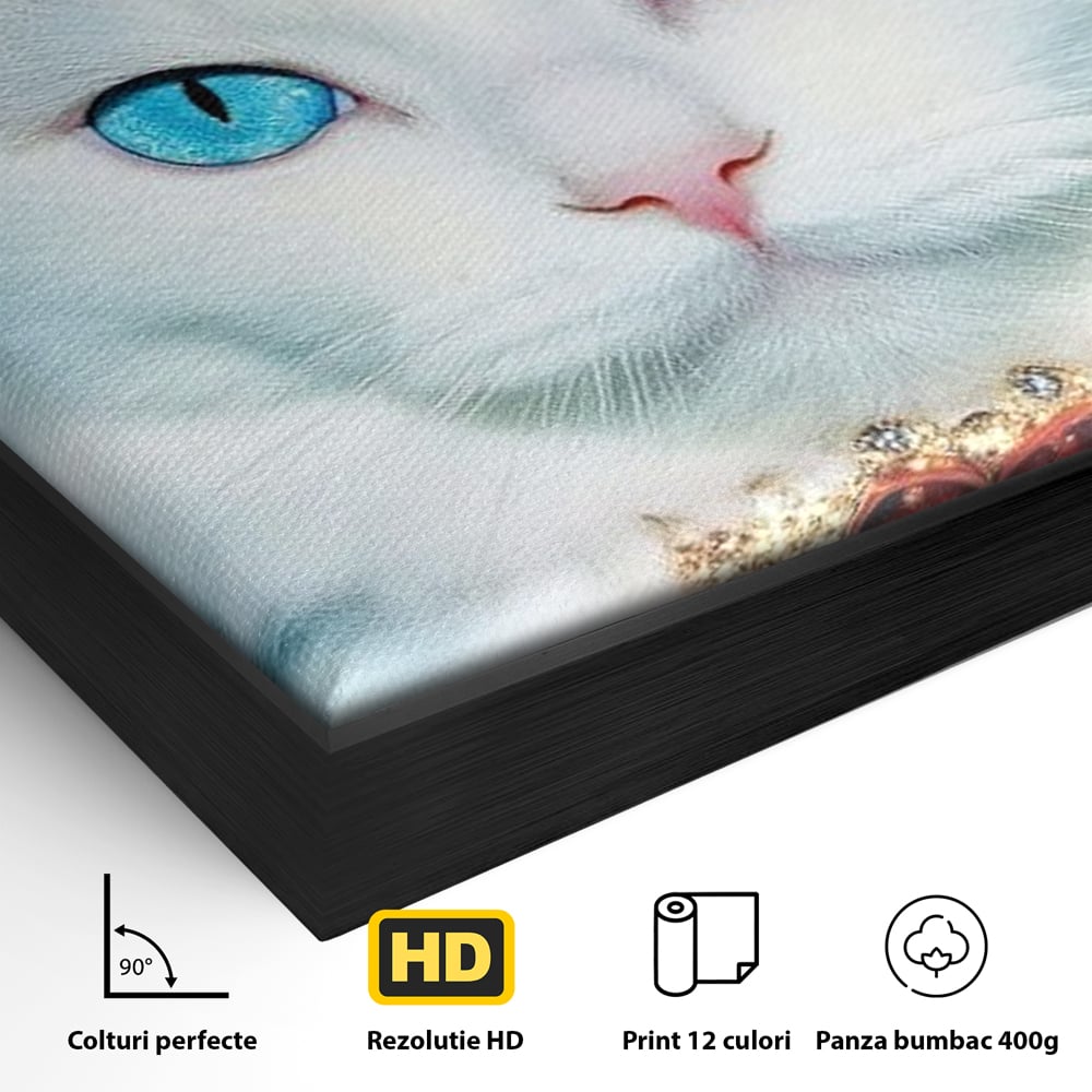 Tablou Canvas Premium, LuxCanva® M1223, Craiasa Regatului Rosu, Regina, Pisica, Coroana, Bijuterie, Stralucitor, Elegant, Nobil, Pufos, Cristal, Diamant, Lux, Birou, Living, Camera Copil