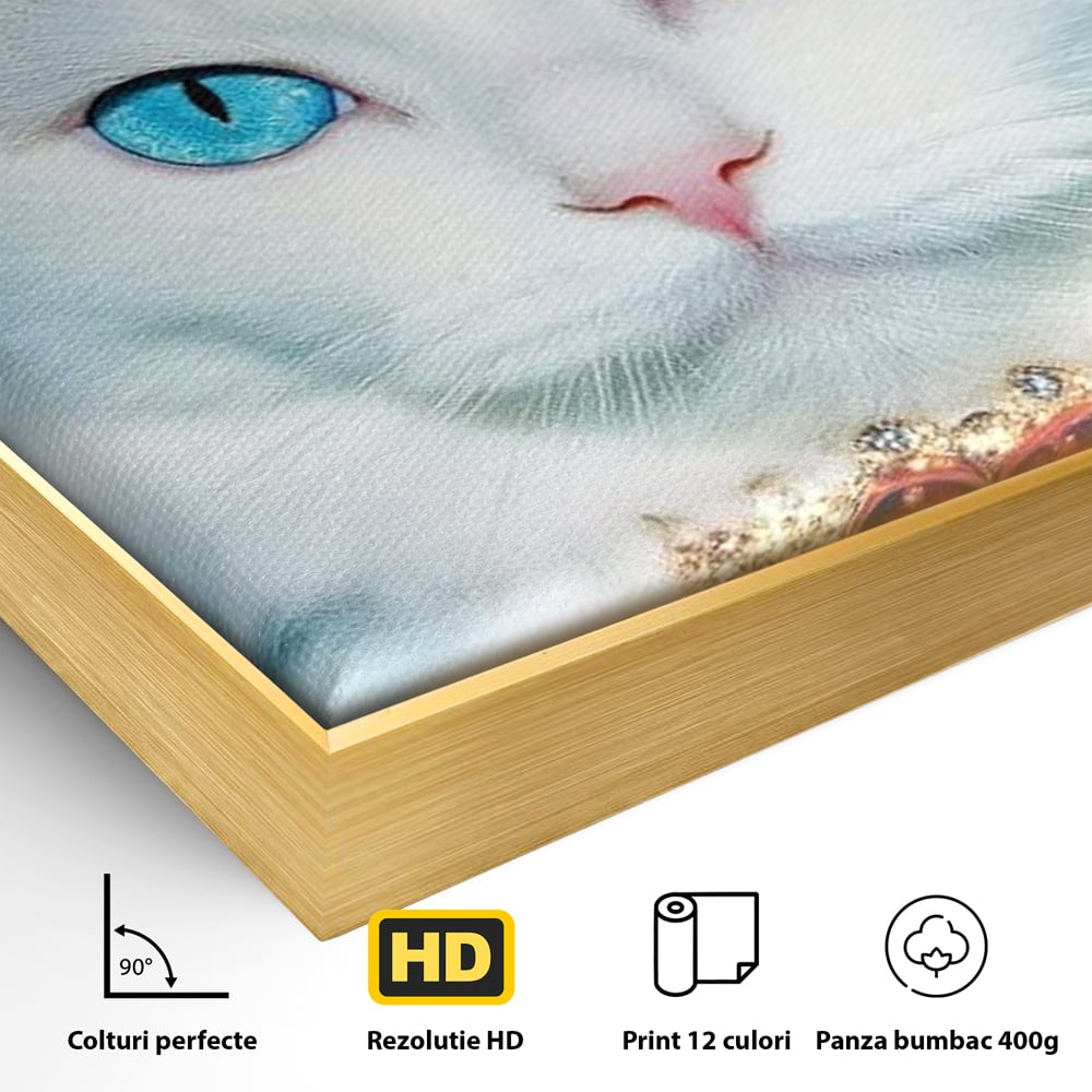 Tablou Canvas Premium, LuxCanva® M1223, Craiasa Regatului Rosu, Regina, Pisica, Coroana, Bijuterie, Stralucitor, Elegant, Nobil, Pufos, Cristal, Diamant, Lux, Birou, Living, Camera Copil