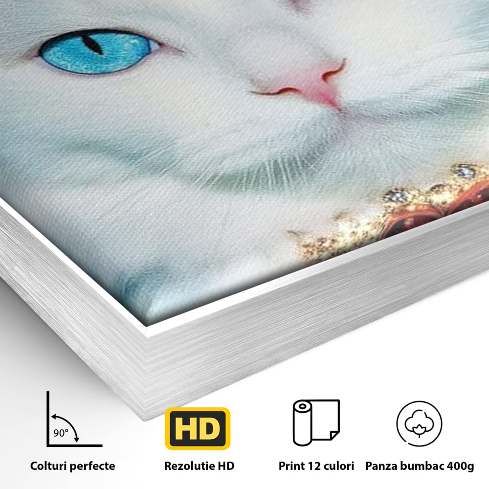 Tablou Canvas Premium, LuxCanva® M1223, Craiasa Regatului Rosu, Regina, Pisica, Coroana, Bijuterie, Stralucitor, Elegant, Nobil, Pufos, Cristal, Diamant, Lux, Birou, Living, Camera Copil