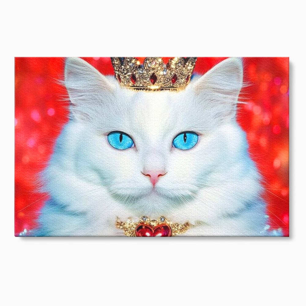 Tablou Canvas Premium, LuxCanva® M1223, Craiasa Regatului Rosu, Regina, Pisica, Coroana, Bijuterie, Stralucitor, Elegant, Nobil, Pufos, Cristal, Diamant, Lux, Birou, Living, Camera Copil