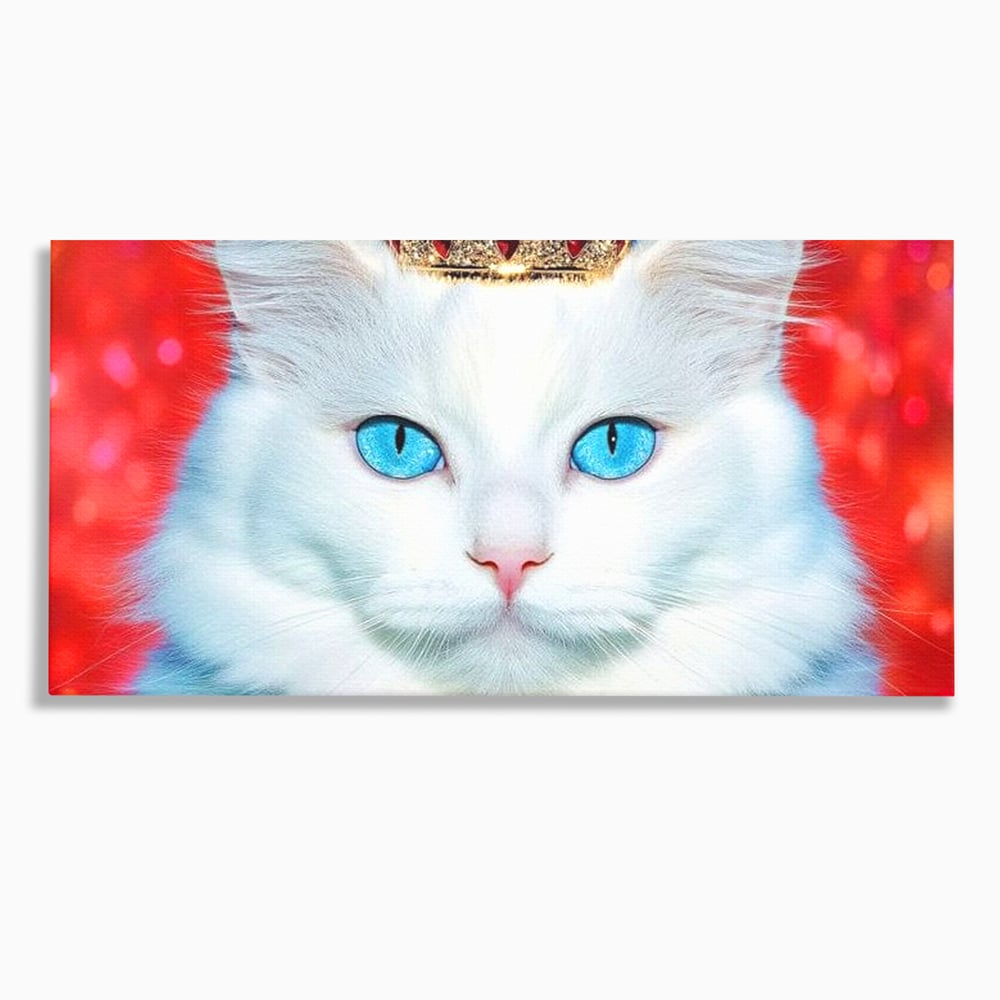 Tablou Canvas Premium, LuxCanva® M1223, Craiasa Regatului Rosu, Regina, Pisica, Coroana, Bijuterie, Stralucitor, Elegant, Nobil, Pufos, Cristal, Diamant, Lux, Birou, Living, Camera Copil