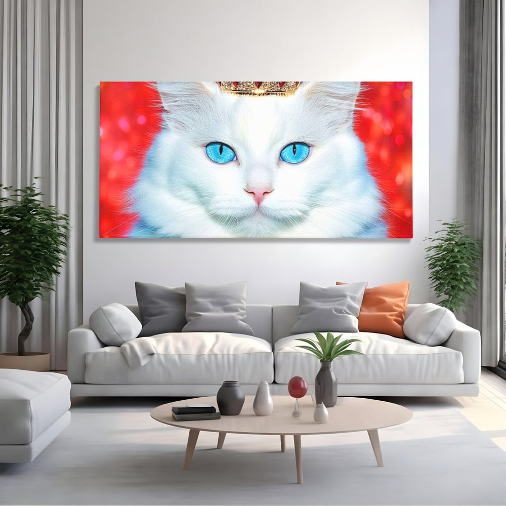 Tablou Canvas Premium, LuxCanva® M1223, Craiasa Regatului Rosu, Regina, Pisica, Coroana, Bijuterie, Stralucitor, Elegant, Nobil, Pufos, Cristal, Diamant, Lux, Birou, Living, Camera Copil