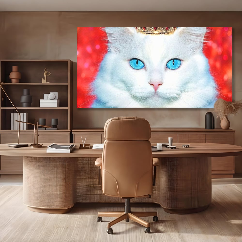 Tablou Canvas Premium, LuxCanva® M1223, Craiasa Regatului Rosu, Regina, Pisica, Coroana, Bijuterie, Stralucitor, Elegant, Nobil, Pufos, Cristal, Diamant, Lux, Birou, Living, Camera Copil