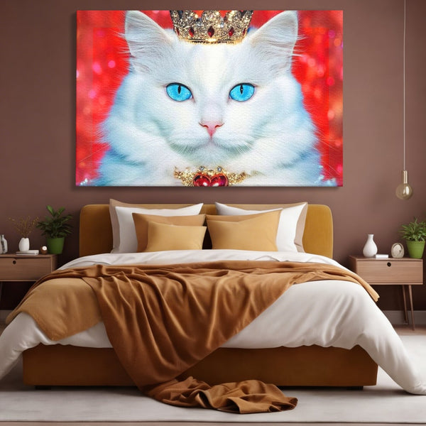 Tablou Canvas Premium, LuxCanva® M1223, Craiasa Regatului Rosu, Regina, Pisica, Coroana, Bijuterie, Stralucitor, Elegant, Nobil, Pufos, Cristal, Diamant, Lux, Birou, Living, Camera Copil
