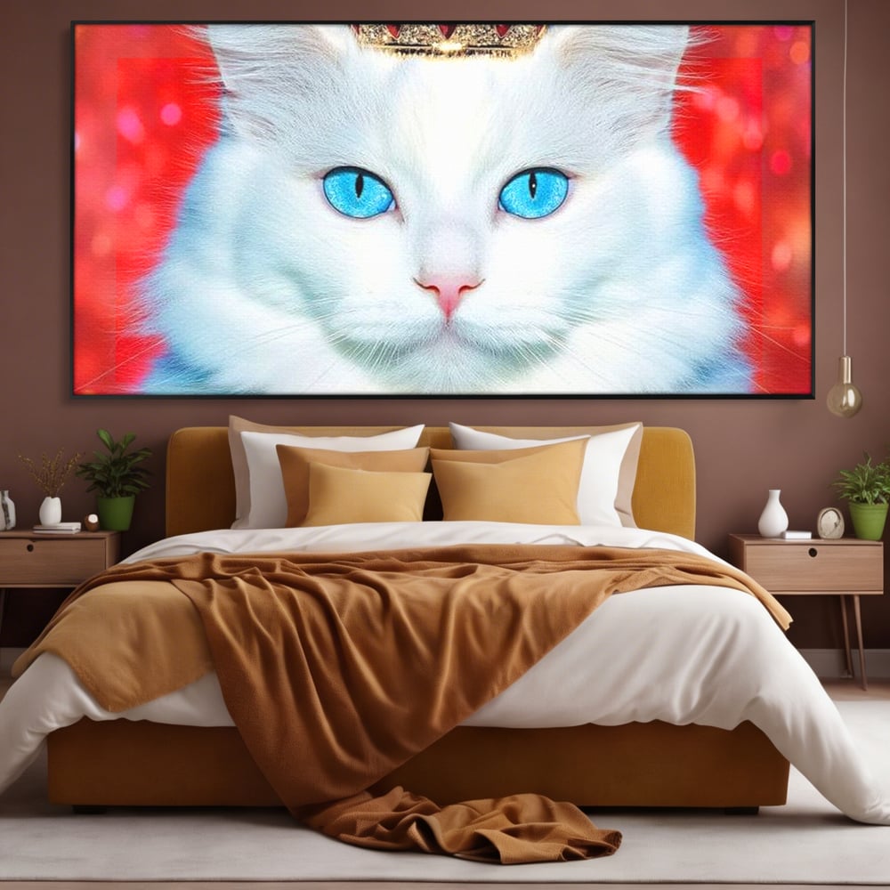 Tablou Canvas Premium, LuxCanva® M1223, Craiasa Regatului Rosu, Regina, Pisica, Coroana, Bijuterie, Stralucitor, Elegant, Nobil, Pufos, Cristal, Diamant, Lux, Birou, Living, Camera Copil