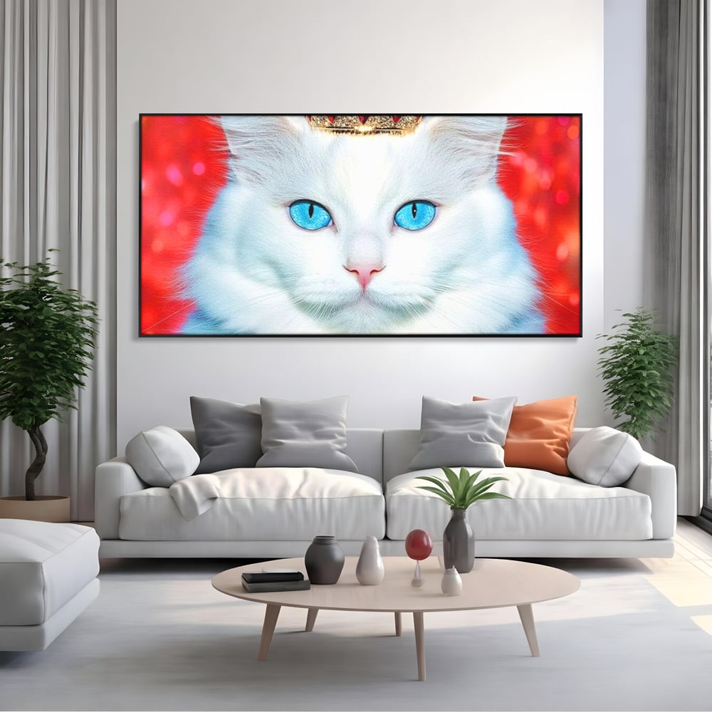 Tablou Canvas Premium, LuxCanva® M1223, Craiasa Regatului Rosu, Regina, Pisica, Coroana, Bijuterie, Stralucitor, Elegant, Nobil, Pufos, Cristal, Diamant, Lux, Birou, Living, Camera Copil