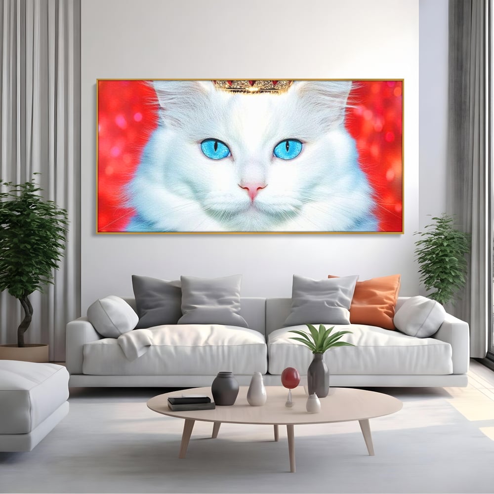 Tablou Canvas Premium, LuxCanva® M1223, Craiasa Regatului Rosu, Regina, Pisica, Coroana, Bijuterie, Stralucitor, Elegant, Nobil, Pufos, Cristal, Diamant, Lux, Birou, Living, Camera Copil